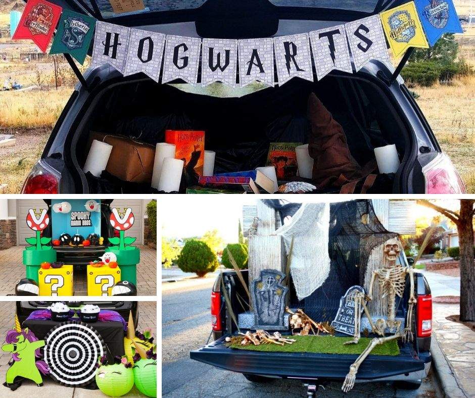 Over 100 trunk or treat ideas for your car, including Harry Potter, Superheroes and more! You're going to love these easy and inspiring Halloween ideas! Keep reading to find your favorite and start decorating your car. #halloween #trunkortreat #disney #superhero