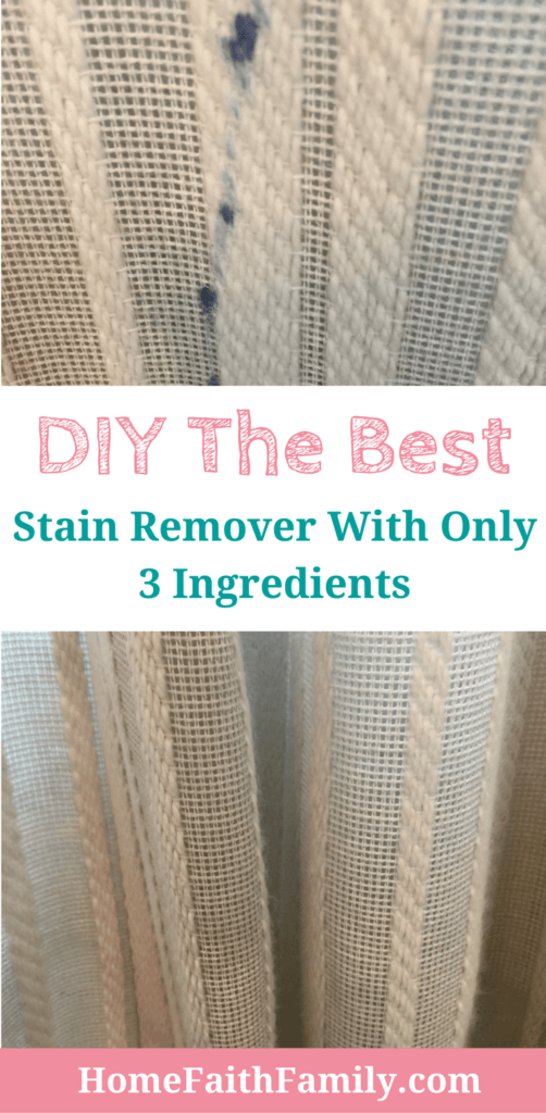 This best stain remover is only 3 ingredients and removes even the toughest stains in fabrics. Learn which common household items will help you with your DIY cleaning. Click to read. #diy #cleaningtips #stains #curtains