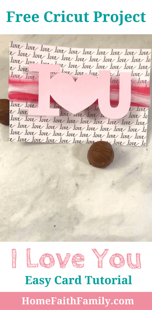 This free Cricut project I Love You card is perfect for beginners. Create a beautiful card within minutes. Click to grab your free tutorial. #Cricut #Cricutmade #DIY #love