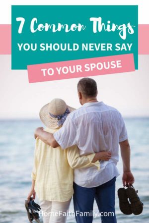 Would you like some smart marriage advice? There are 7 common things you should never say to your spouse if you want to have a strong relationship. Every couple has their struggles, but saying these phrases is a recipe for disaster. Keep reading to find out if you're saying these common phrases (and how to stop!) #married #marriage #marriagegoals #couples #couplegoals | marriage rut, loveless marriage, marriage difficulties, reconcile marriage, fights in marriage