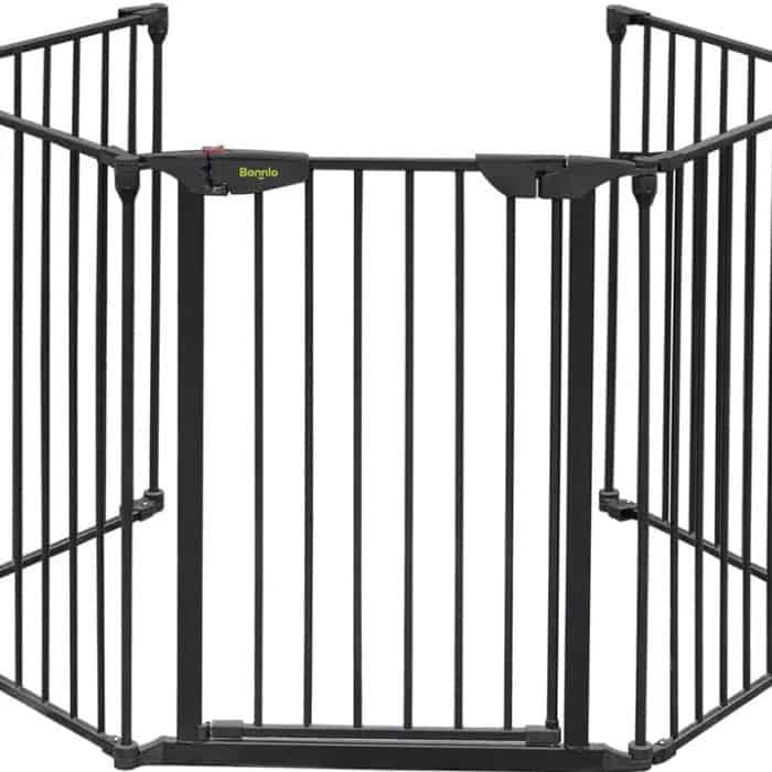 Bonnlo 120.5-Inch Metal Fireplace Fence Guard 5-Panel Baby Safety Gate