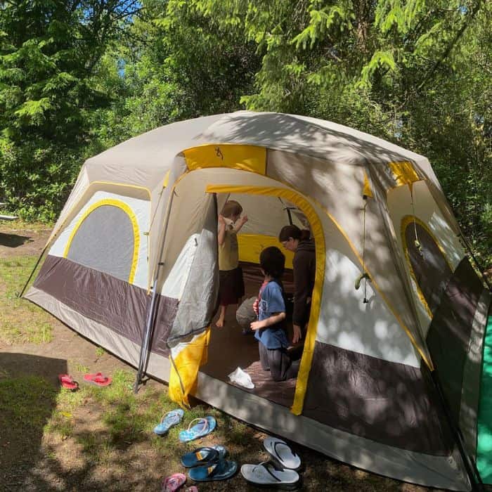 Family camping in the Browning Big Horn 8-Person Tent