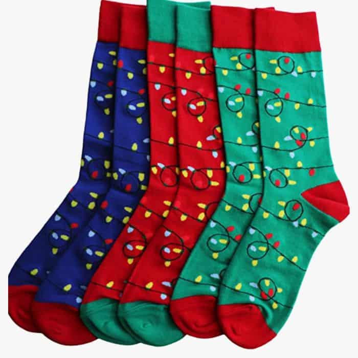 Christmas socks with Christmas lights.