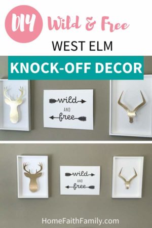 This West Elm knock off home décor is perfect for your next bedroom decorating idea. Inspired by the theme, "wild and free" for a boy's bedroom, you're going to love having this diy bedroom décor in your home. Grab the free svg file for the Cricut using the knife blade, or learn how you can make this by hand. | svgs Cricut | West Elm inspired | diy West Elm | bedroom West Elm | home decorations | West Elm decor