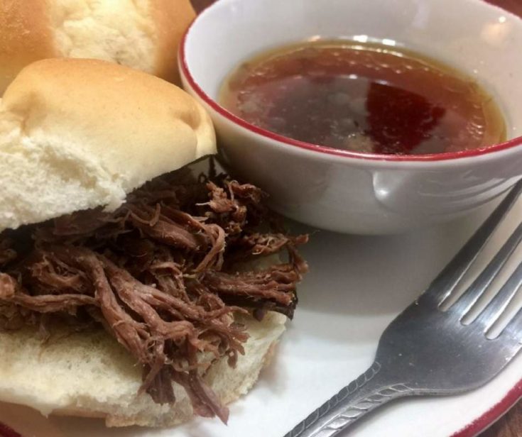This easy roast beef dipped sandwiches recipe is perfect for those busy mom nights when you don't want to cook. Grab this easy recipe and start cooking! (Freezer instructions for this meal is also included.) Click to read. #roastbeef #easyrecipes #recipes #cooking #yummy