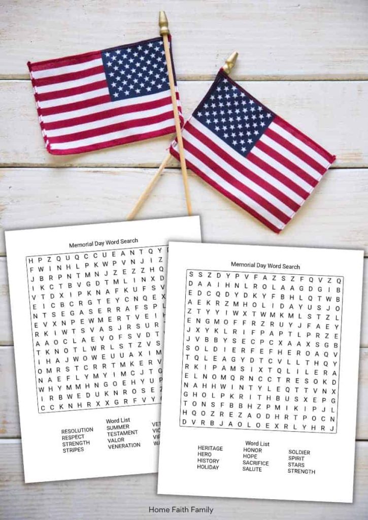 Free Printable Memorial Day Word Search Puzzle