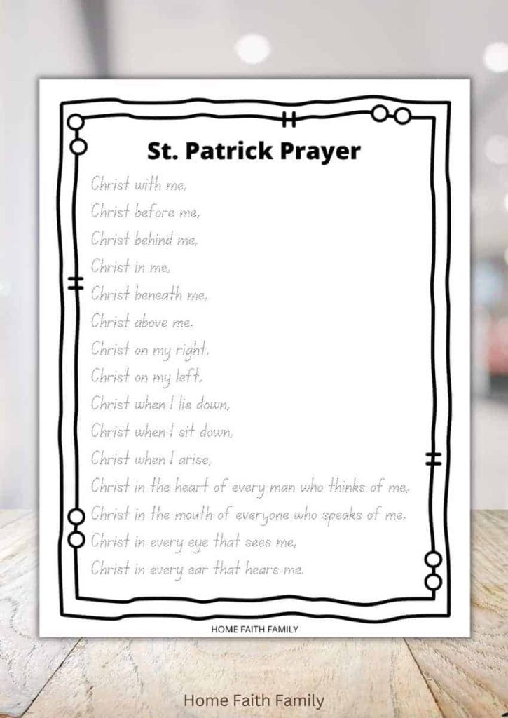 Free St. Patrick's Breastplate Prayer Printable For Kids