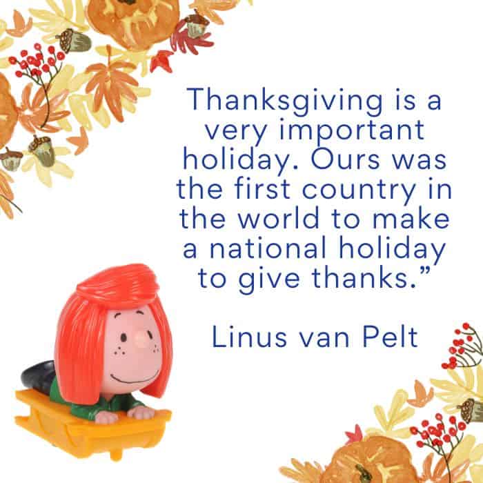 Linus  van pelt Thanksgiving movie quote.