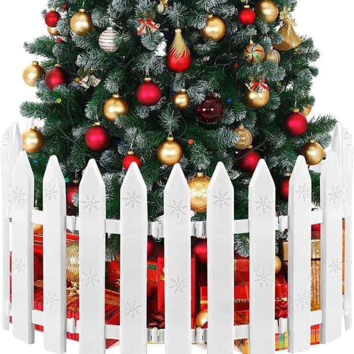 MCEAST 16 Pieces Christmas Tree Fences White Picket Fence Border