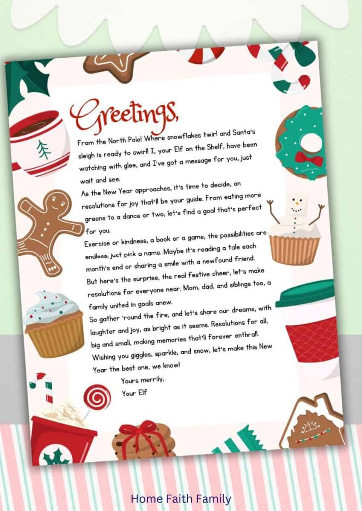 New years resolution next year printable elf letter