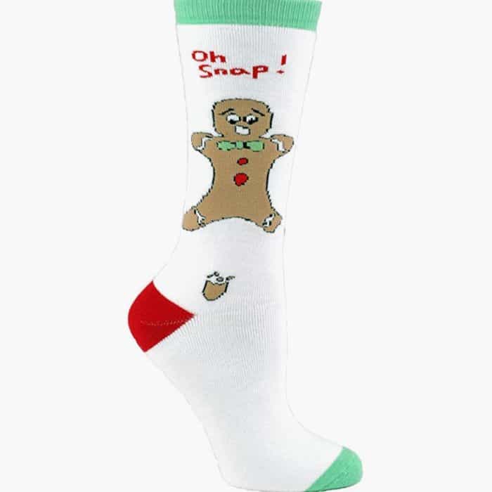 Oh snap gingerbread cookie man Christmas socks.