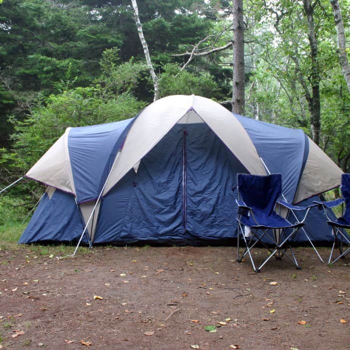 Double tent with rooms for family camping.