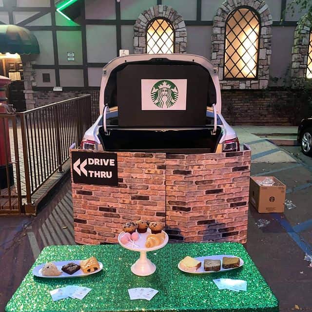Starbucks Drive Thru trunk or treat idea