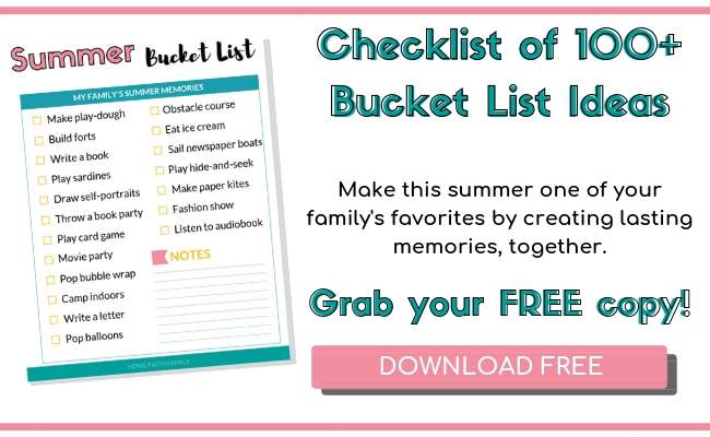 Make your best family memories with this bucket list for summer fun! You're going to love these unique ideas of things to do. Find your favorite, grab our free printable, and start having fun! #bucketlist #summer #family #memories