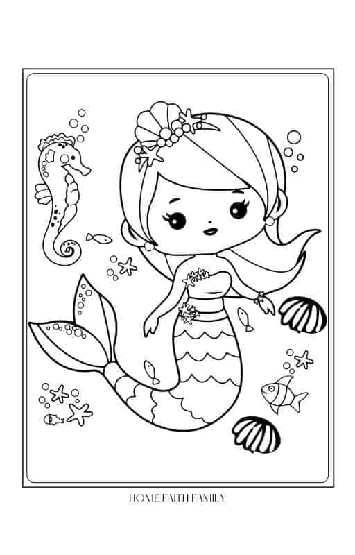 easy mermaid coloring pages