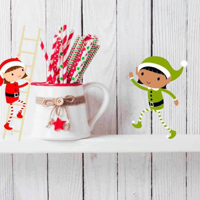 elf on shelf with hot chocolate