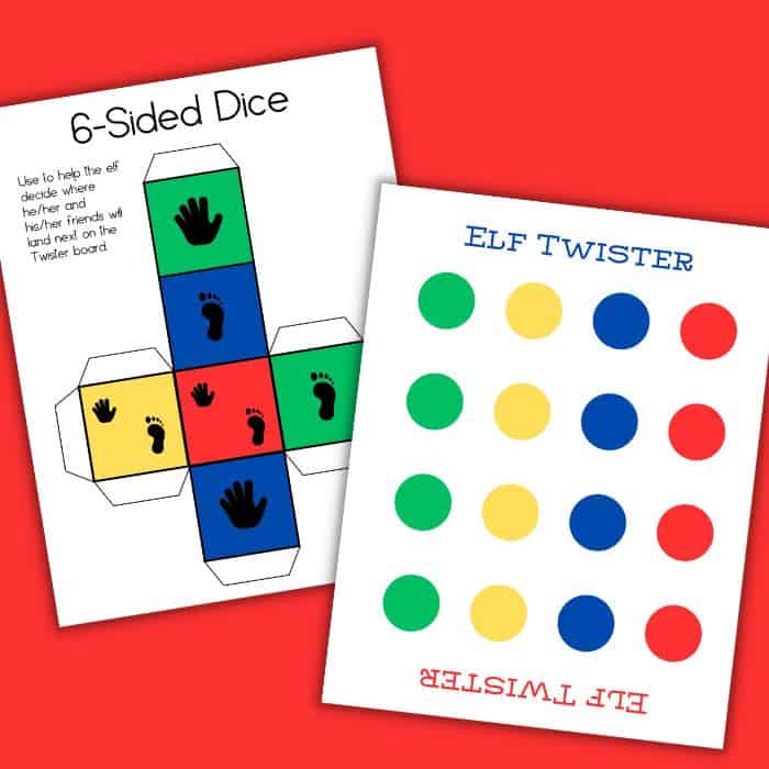 Elf on the Shelf twister printables layout.