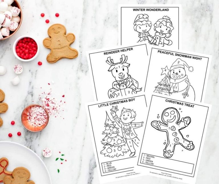 Christmas color by number free coloring sheets