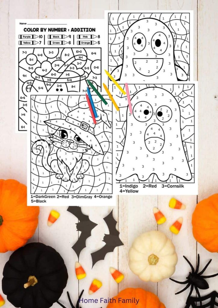 free halloween color by numbers for kids