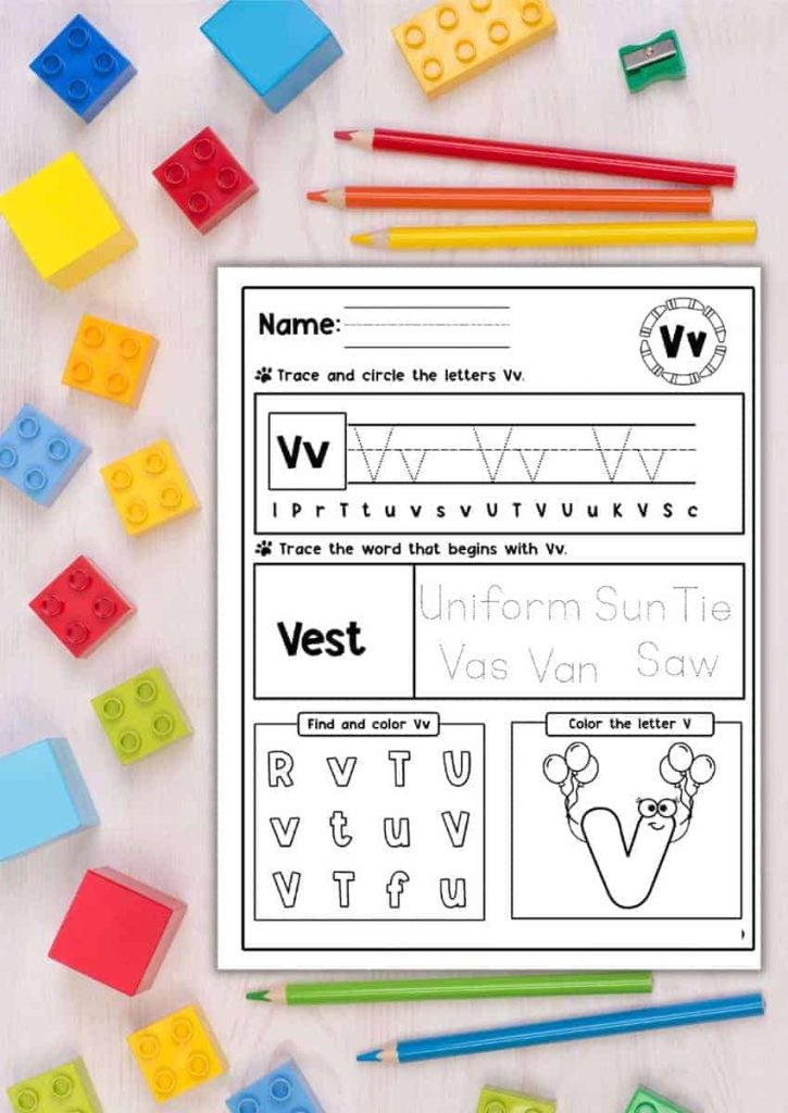 free letter v worksheet letter sounds