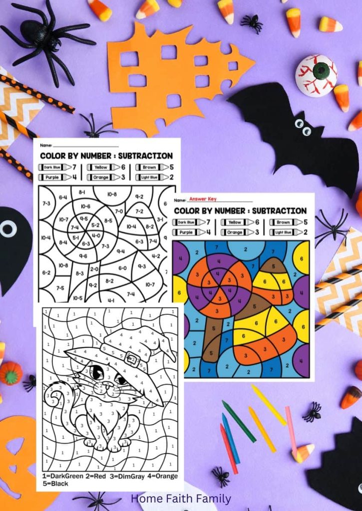 free printable halloween color by number for kids education