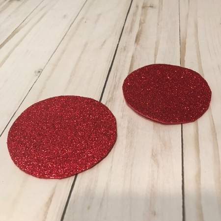 Red glitter craft foam circles