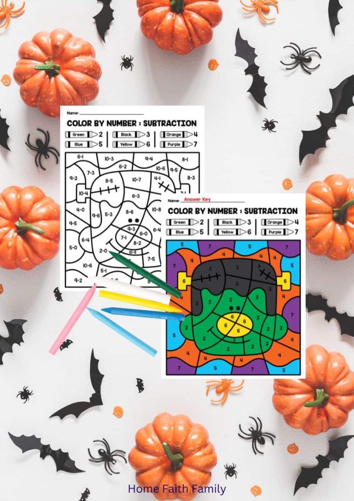halloween color by numbers