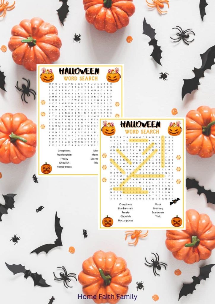 halloween word search for kids