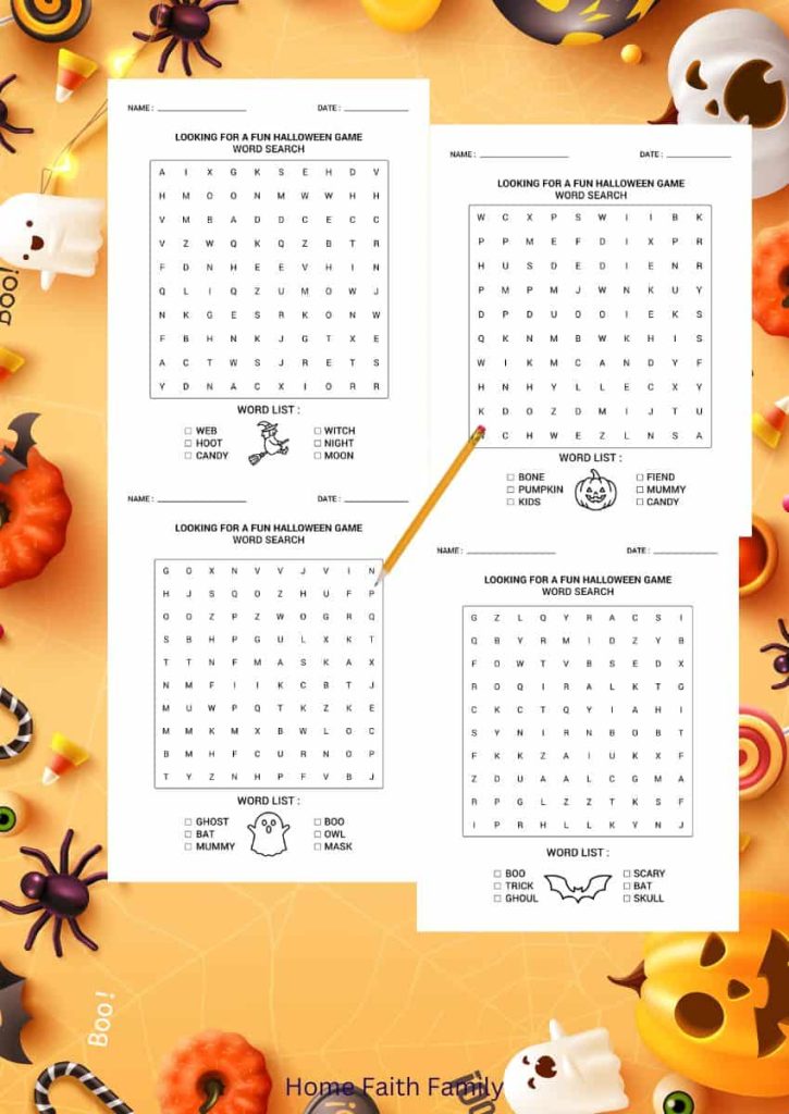 halloween word search for kids worksheets