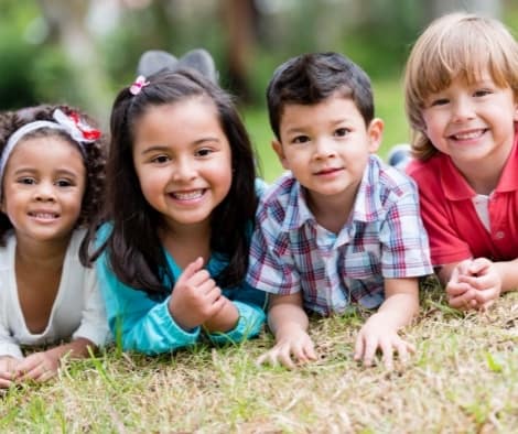 A group of children learning compassion