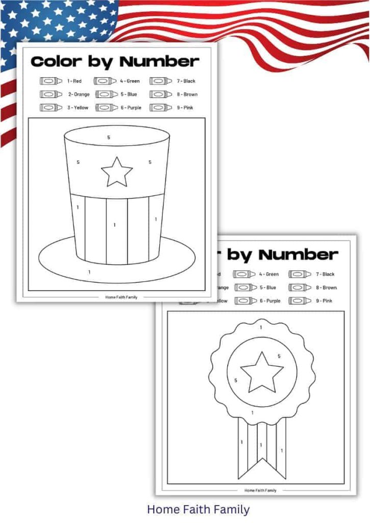 memorial day color by number coloring sheets