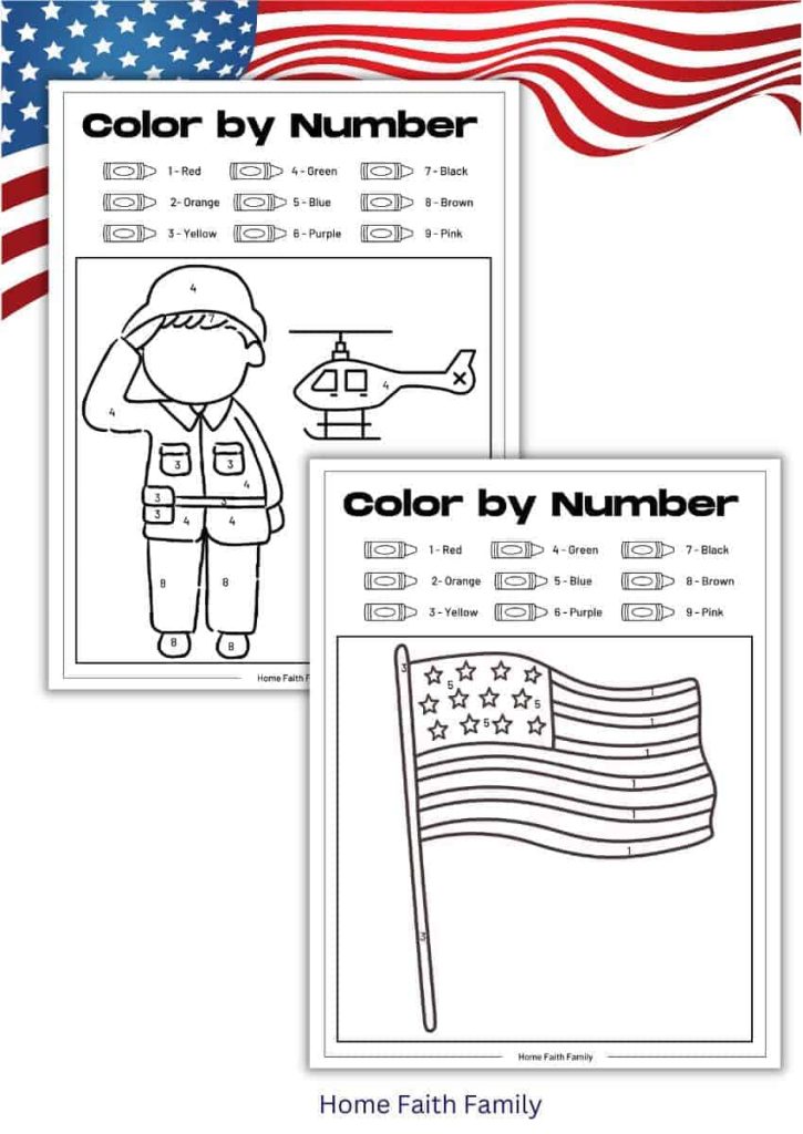 memorial day color by number printable free