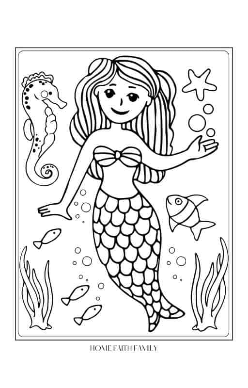 mermaid PDF pages to color
