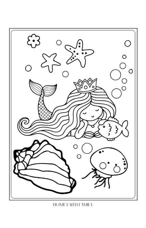 mermaid coloring pages PDF