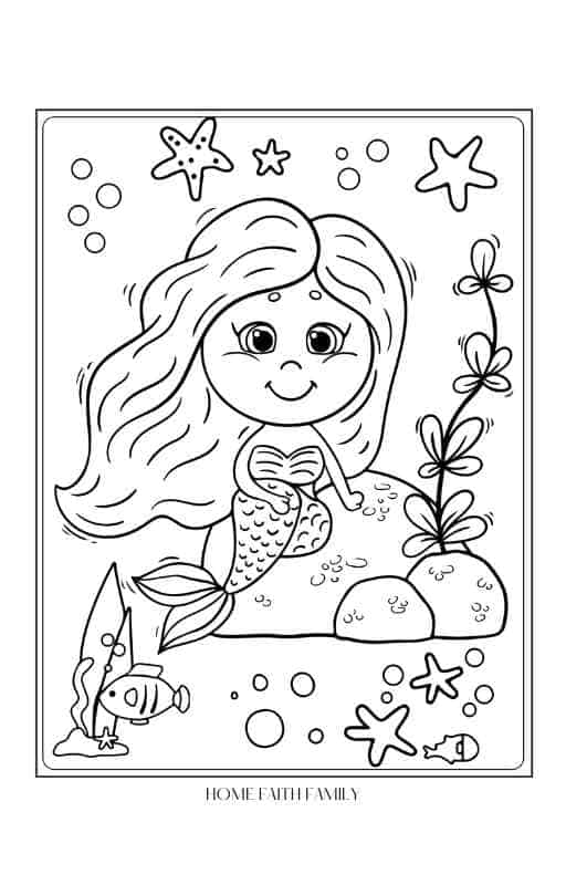 mermaid pictures to color