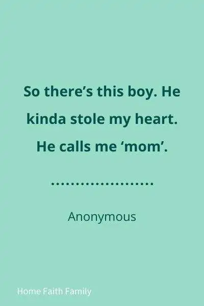 Anonymous quote about a boy who stole his mother's heart.