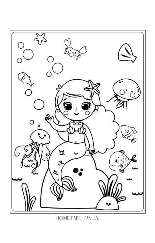 printable cute mermaid coloring pages