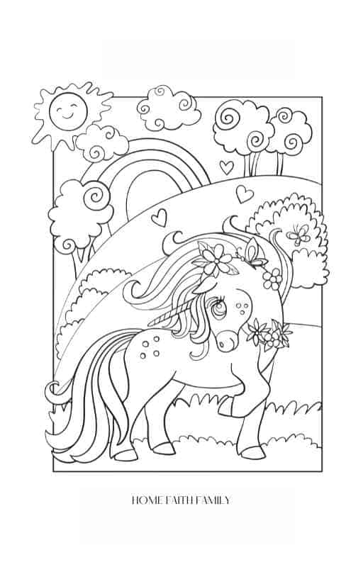 printable cute unicorn coloring pages