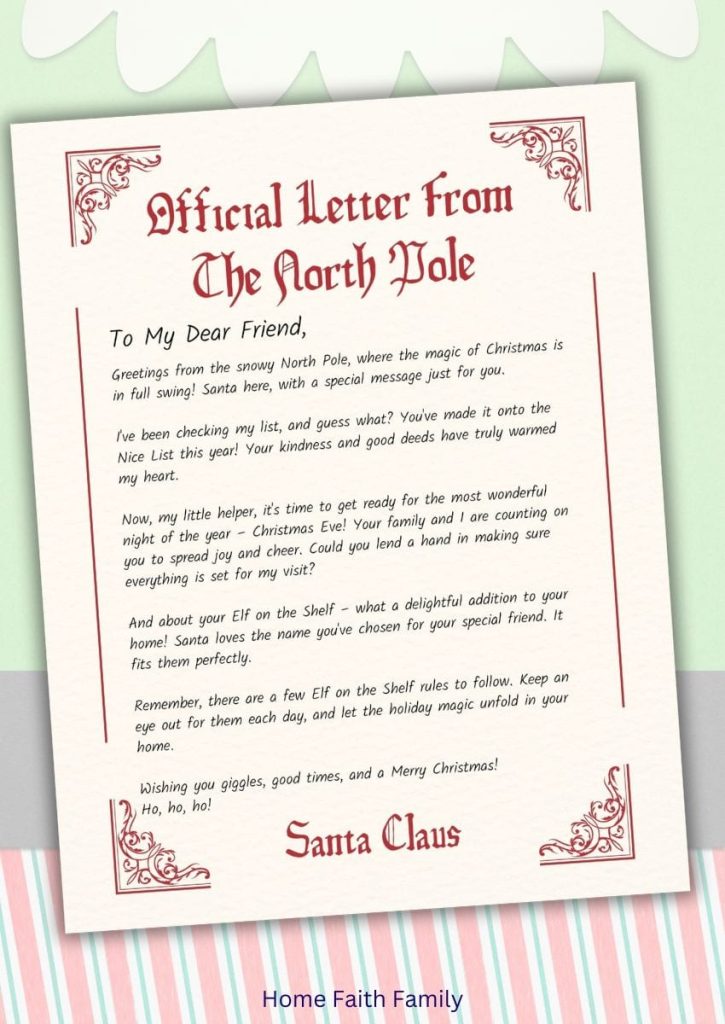 printable elf on the shelf return letter from santa claus