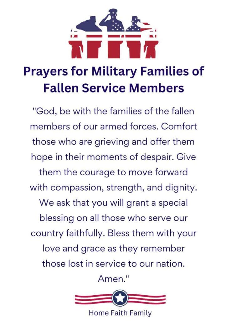 short memorial day prayers for Military Families of Fallen Military