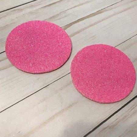 Pink glitter foam circles.