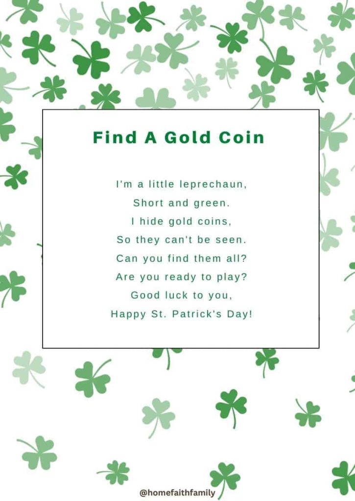 st patricks day poem for Find A Gold Coin