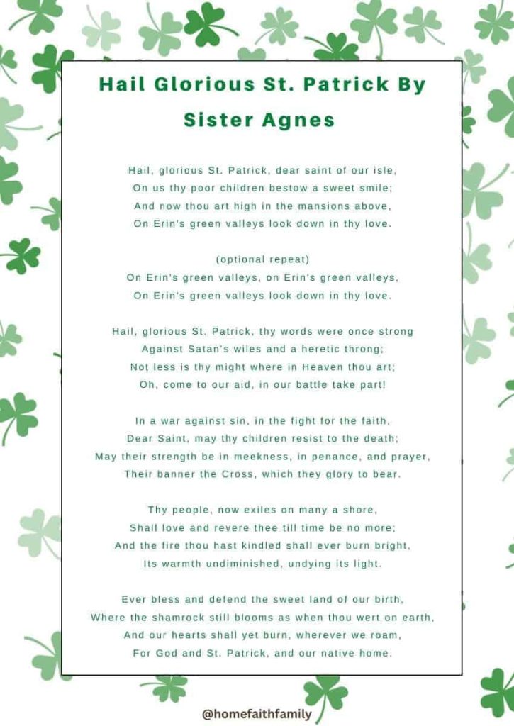 st patricks day poem for kids Hail Glorious St. Patrick By Sister Agnes