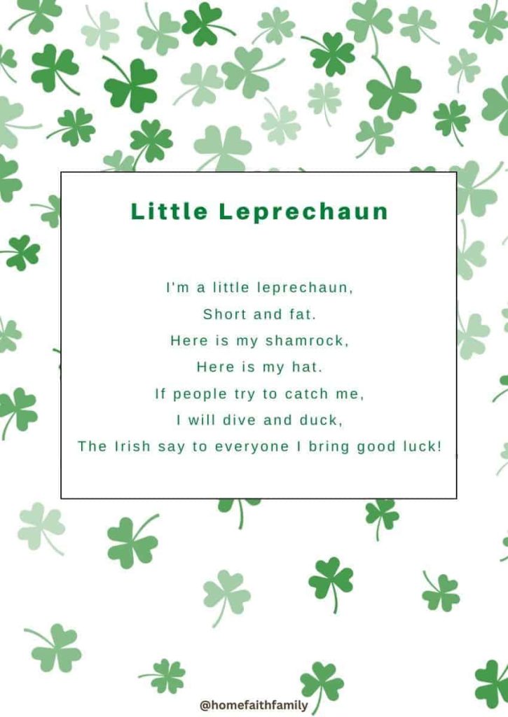 st patricks day poem for kids Little Leprechaun