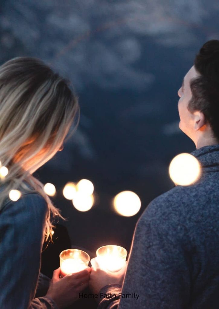 Boyfriend and girlfriend with lanterns.