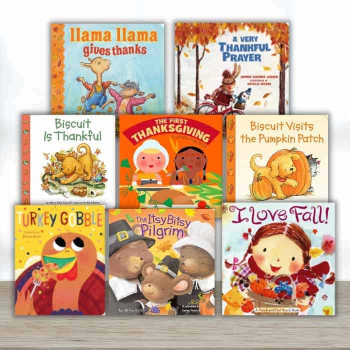Variety of Thanksgiving books for preschool and kindergarten aged children.