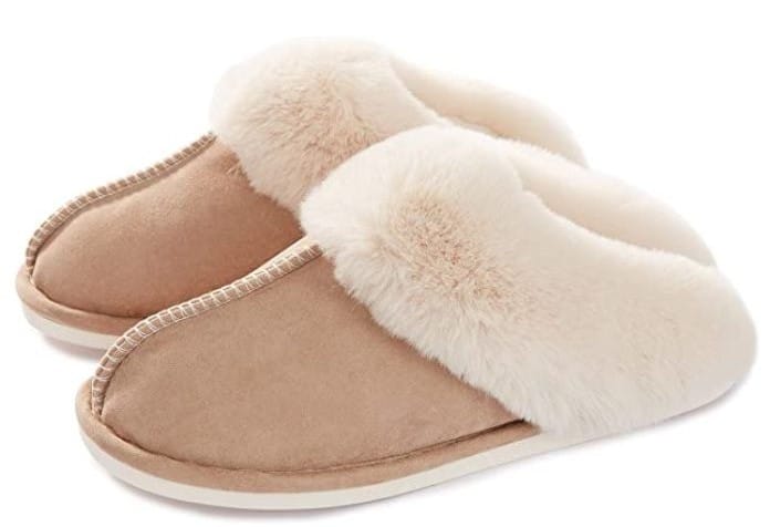 Warm slippers with non-slick bottom.